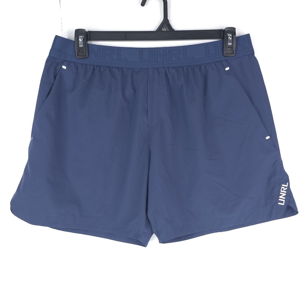 UNRL‎ Shorts Mens XL Blue Athletic Training Gym Stretch Performance 5" Inseam